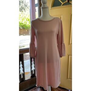 A New Approach Petal Pink Women Small Flutter Sleeve Tshirt Style Dress